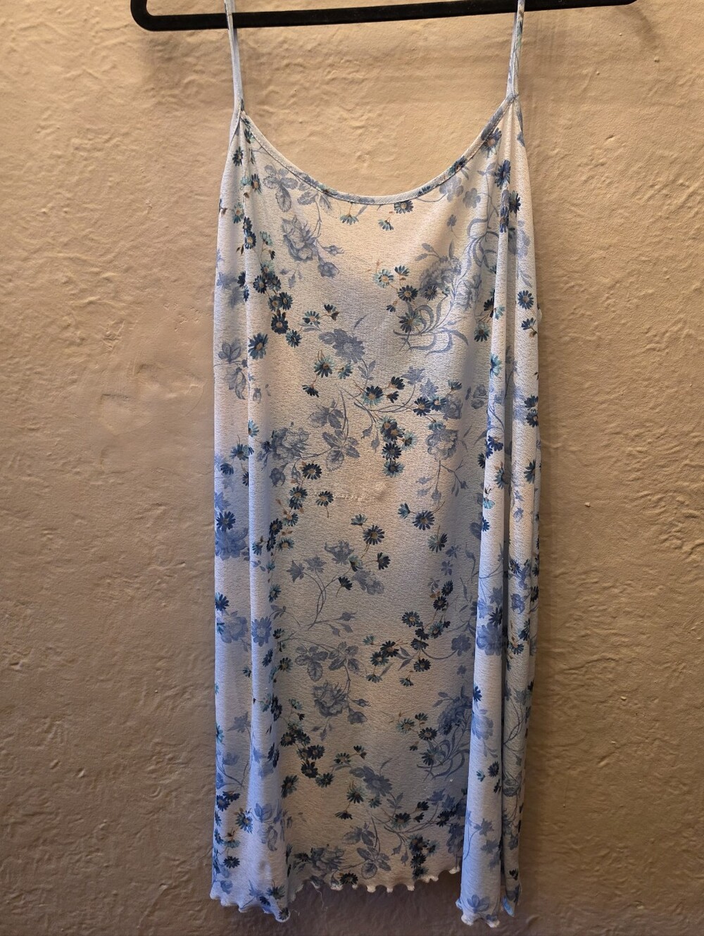 Vintage Wonderbra Floral Slip Dress L Blue Ditsy Y2K Fairy Grunge Chemise